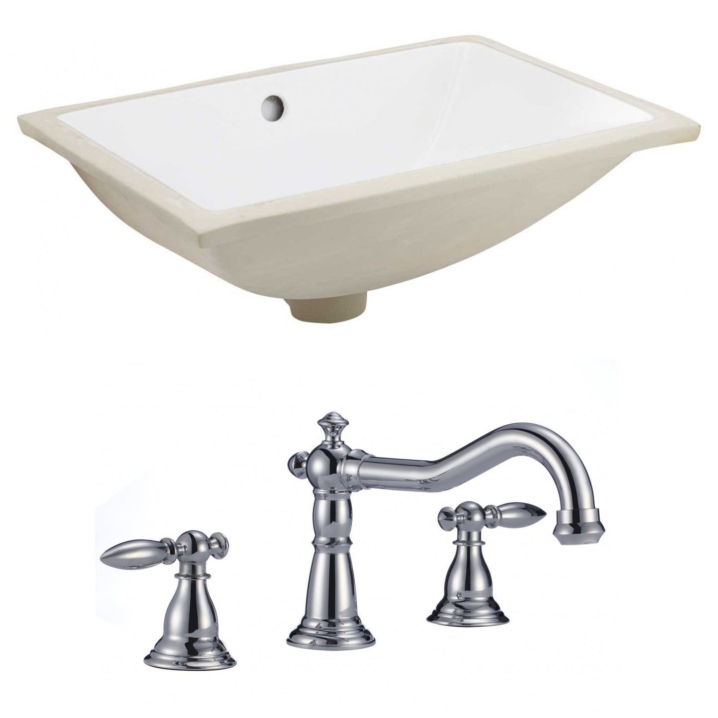 American Imaginations AI-22885 18" White Rectangular Ceramic Undermount Bathroom Sink Set