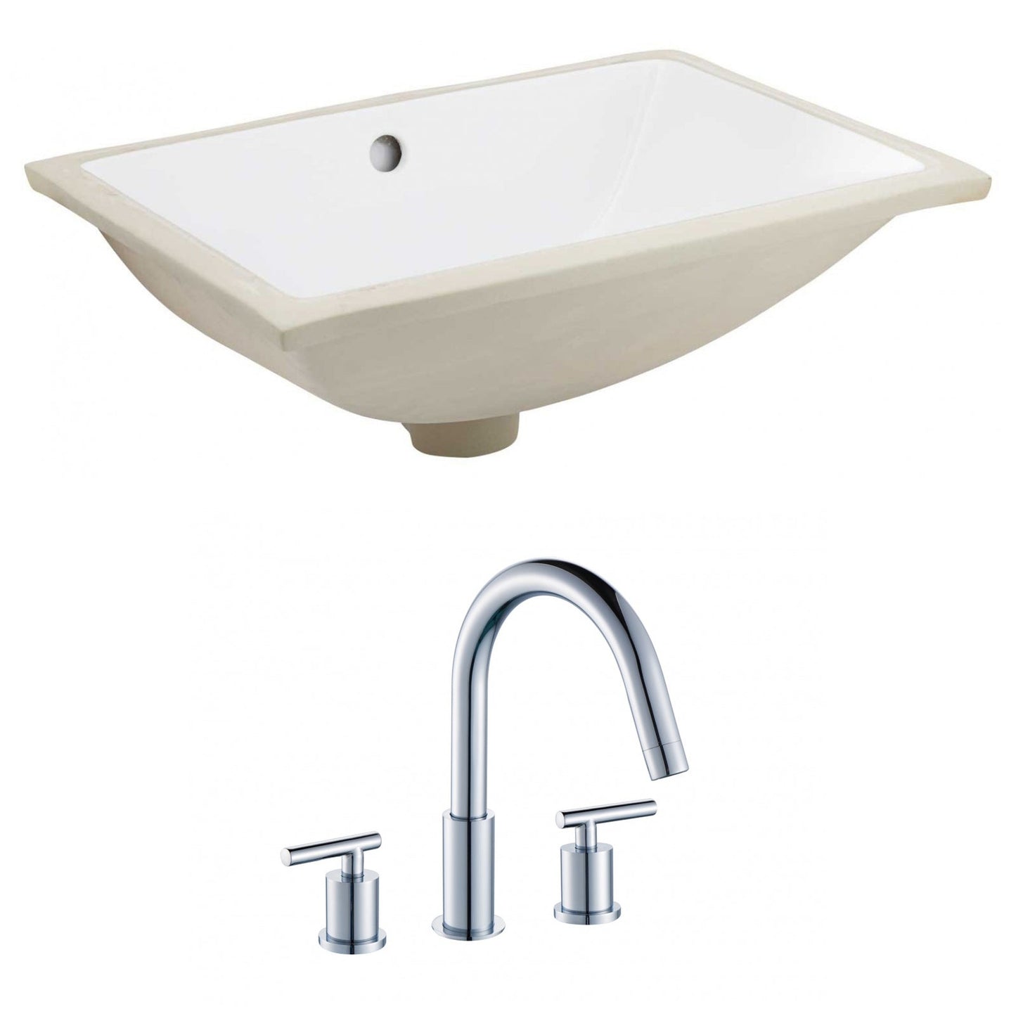 American Imaginations AI-22886 18" White Rectangular Ceramic Undermount Bathroom Sink Set