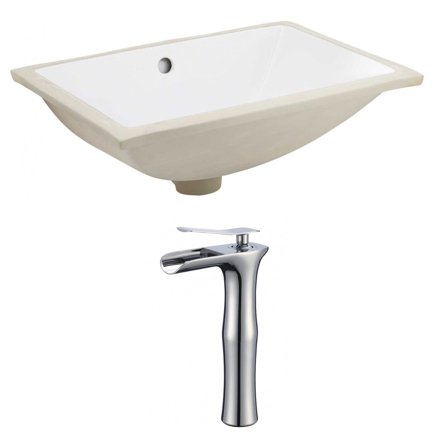 American Imaginations AI-22888 18" White Rectangular Ceramic Undermount Bathroom Sink Set