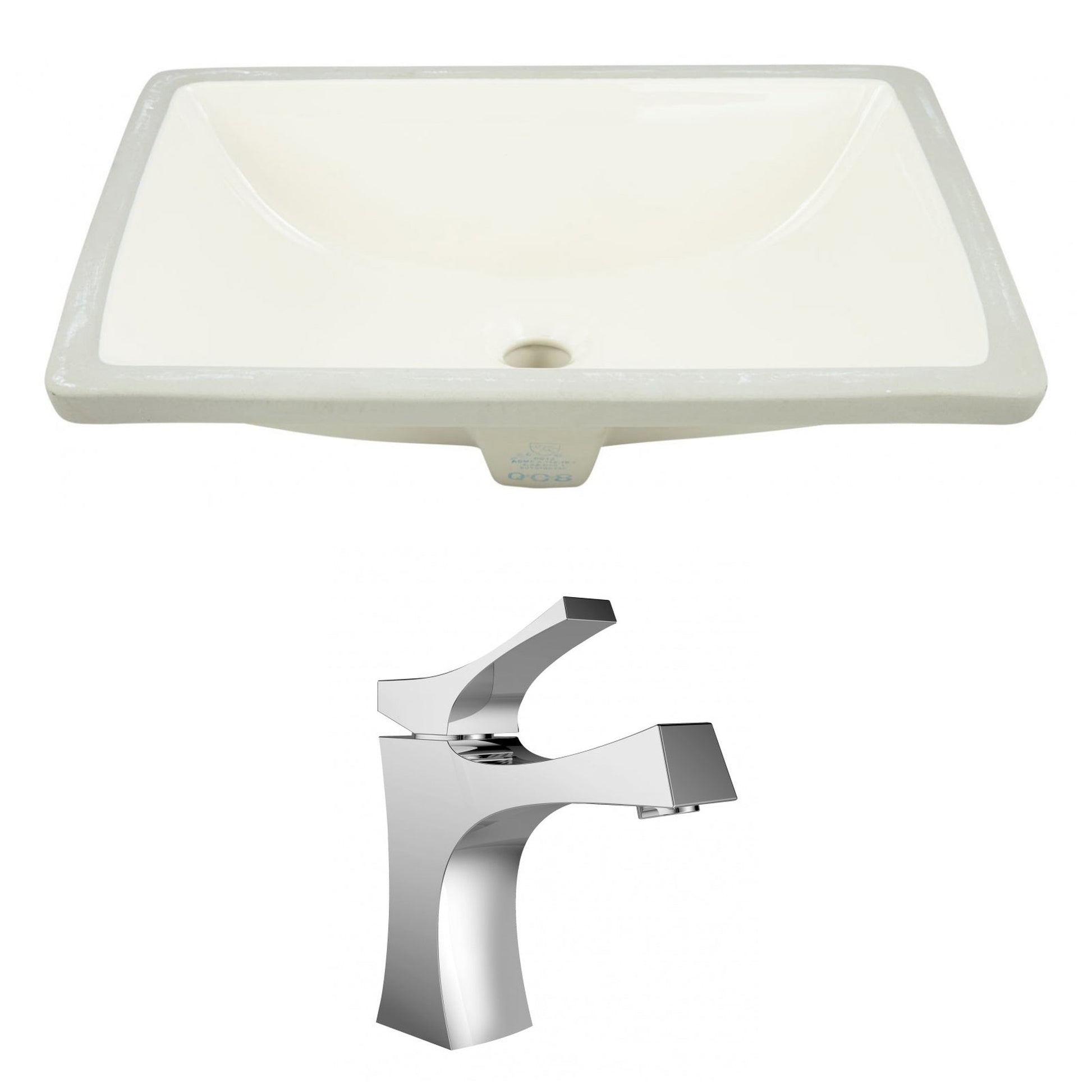 American Imaginations AI-22893 18" Biscuit Rectangular Ceramic Undermount Bathroom Sink Set