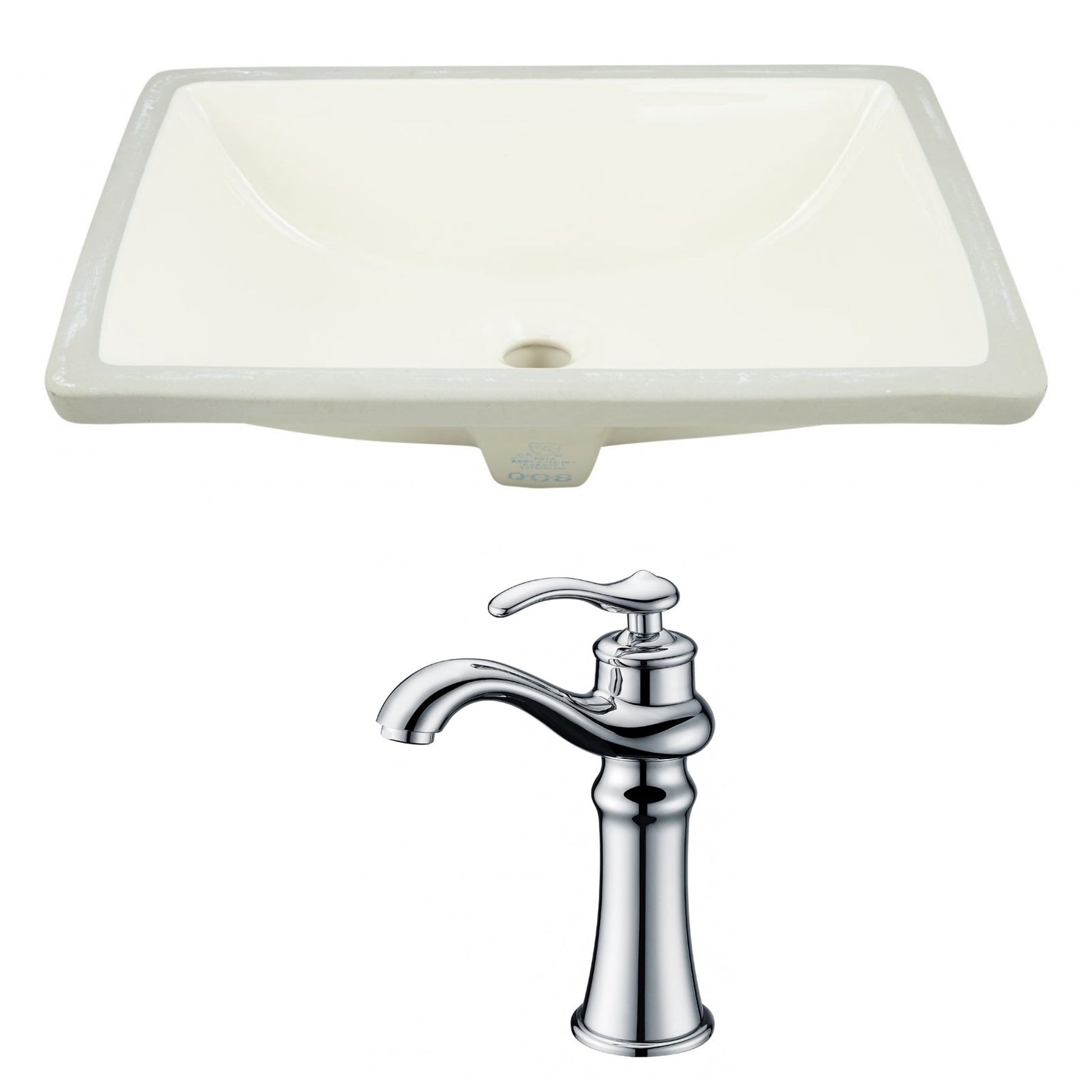 American Imaginations AI-22896 18" Biscuit Rectangular Ceramic Undermount Bathroom Sink Set