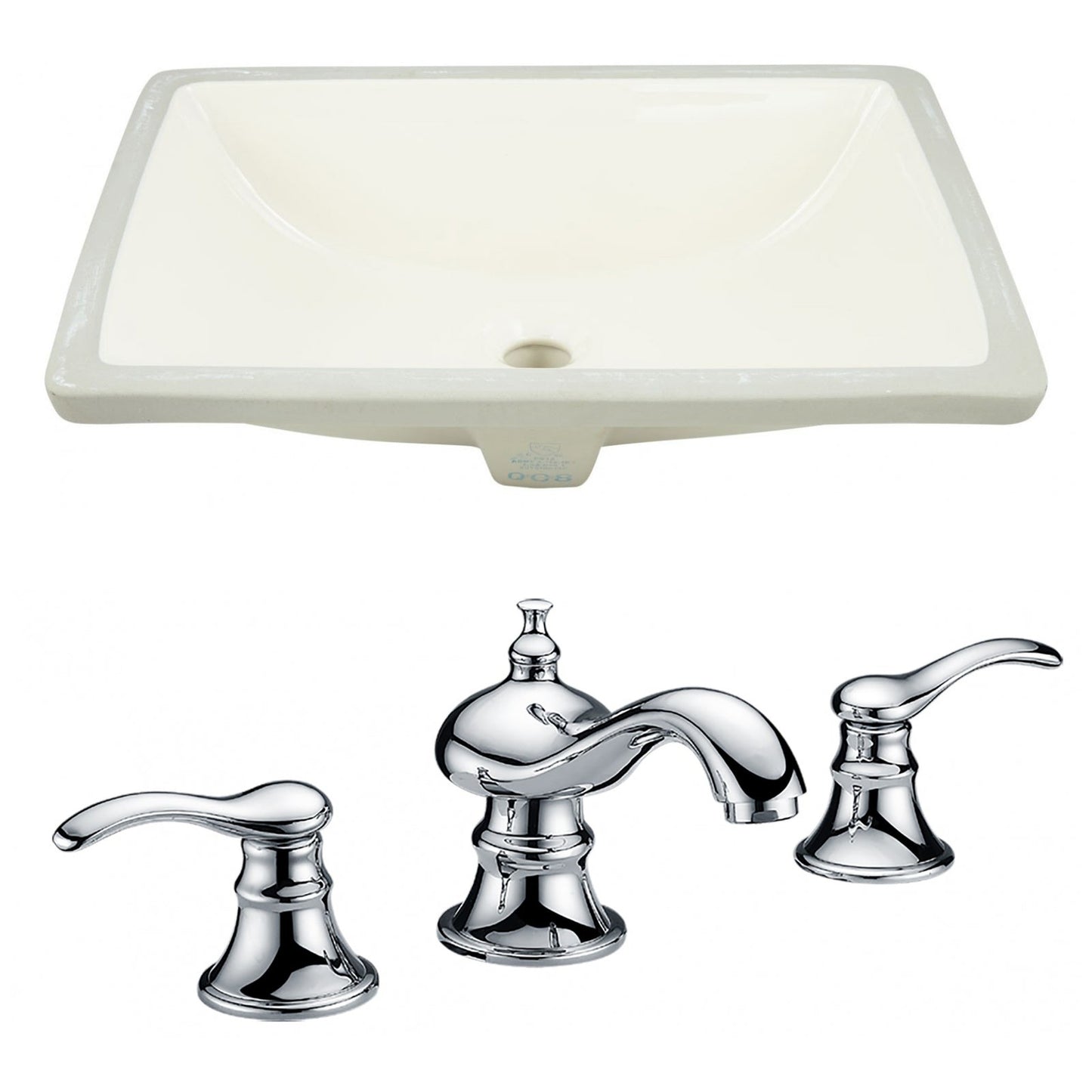 American Imaginations AI-22897 18" Biscuit Rectangular Ceramic Undermount Bathroom Sink Set