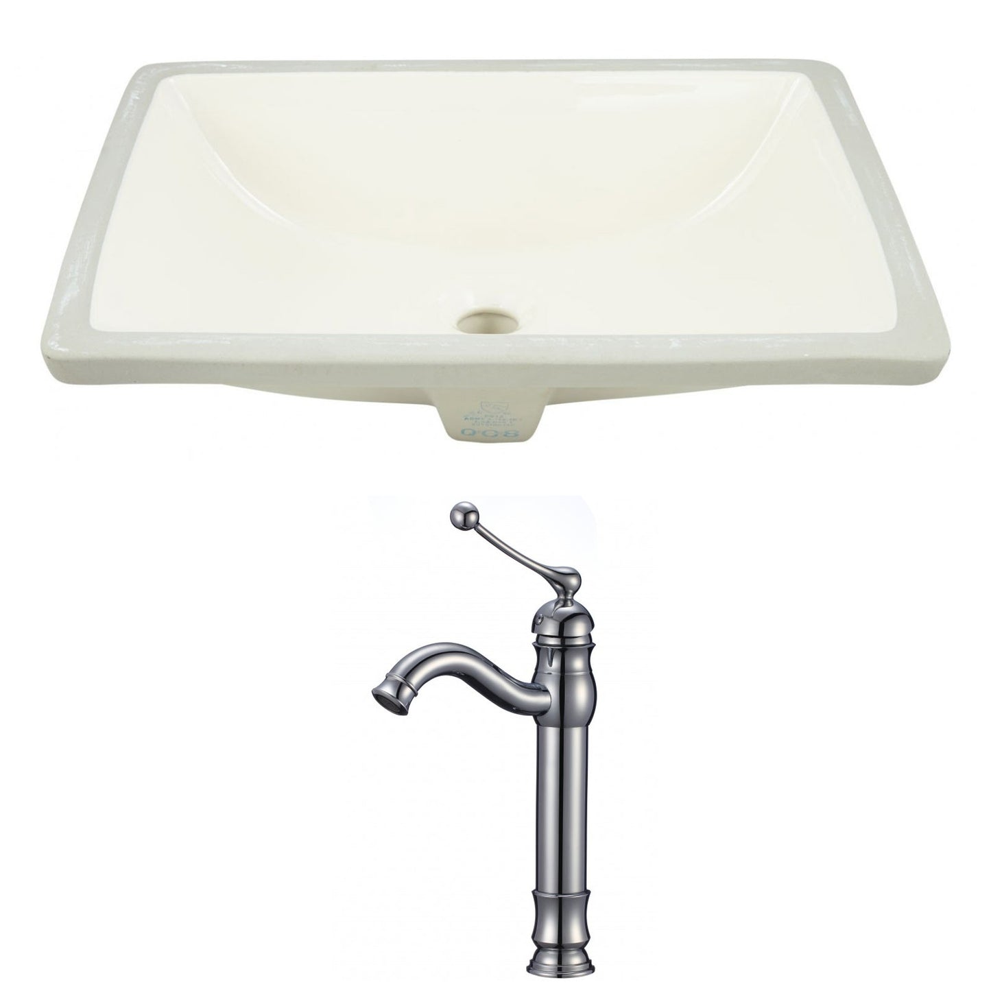 American Imaginations AI-22906 18" Biscuit Rectangular Ceramic Undermount Bathroom Sink Set