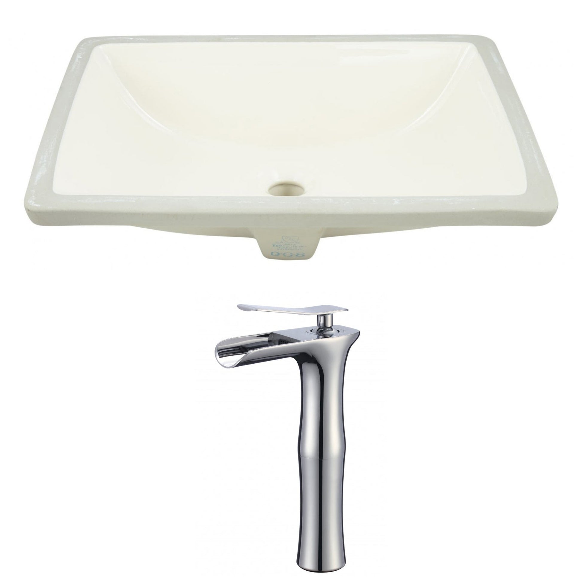 American Imaginations AI-22910 18" Biscuit Rectangular Ceramic Undermount Bathroom Sink Set