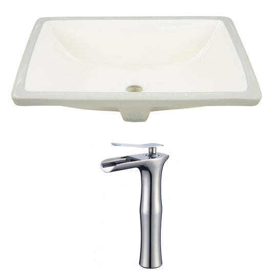 American Imaginations AI-22910 18" Biscuit Rectangular Ceramic Undermount Bathroom Sink Set