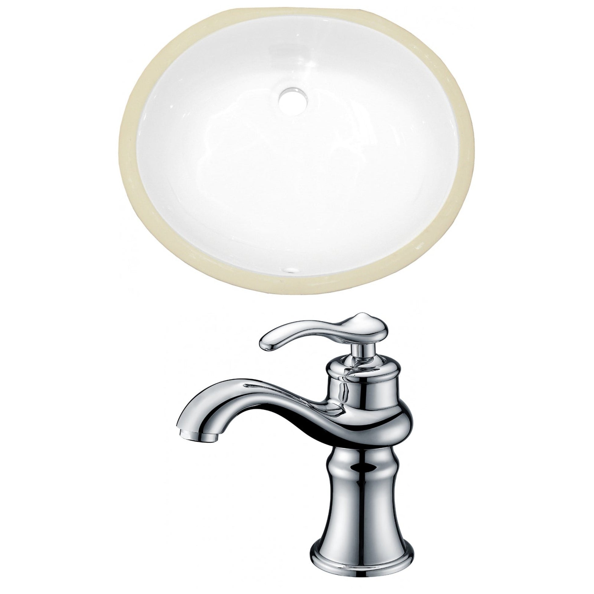 American Imaginations AI-22917 20" White Oval Ceramic Undermount Bathroom Sink Set