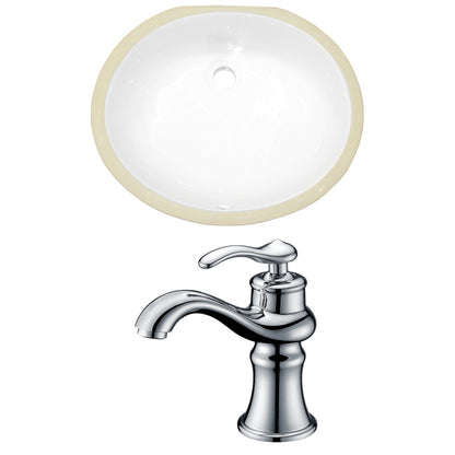 American Imaginations AI-22917 20" White Oval Ceramic Undermount Bathroom Sink Set