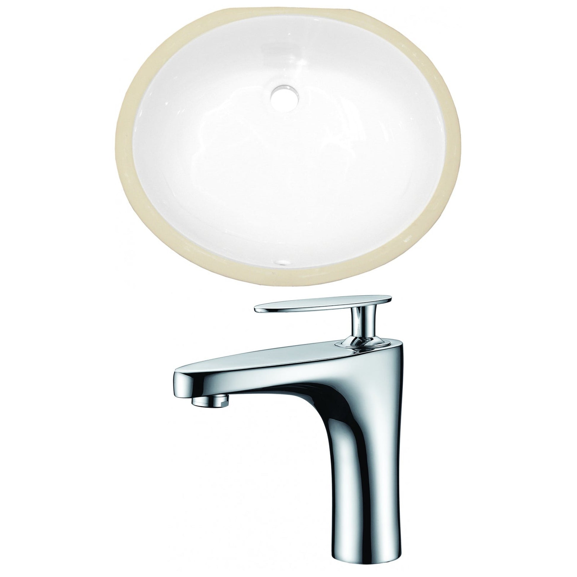 American Imaginations AI-22920 20" White Oval Ceramic Undermount Bathroom Sink Set