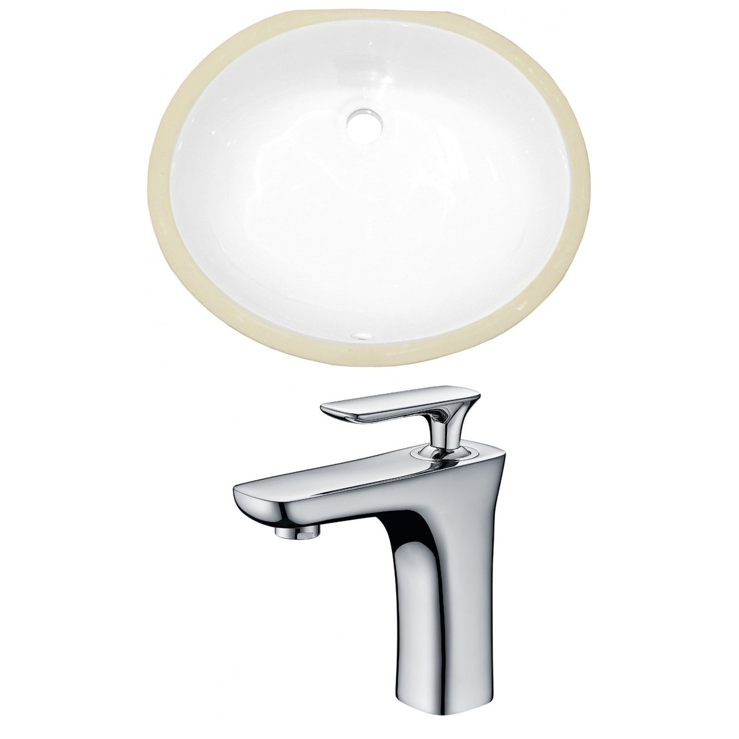 American Imaginations AI-22922 20" White Oval Ceramic Undermount Bathroom Sink Set