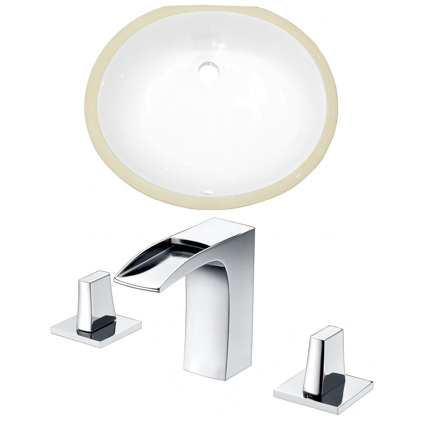 American Imaginations AI-22924 20" White Oval Ceramic Undermount Bathroom Sink Set