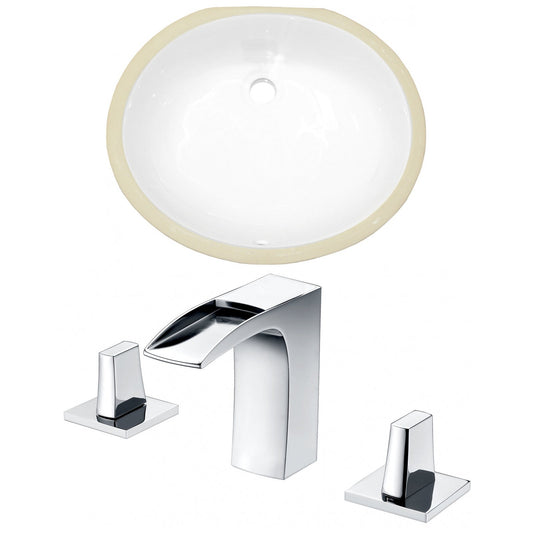 American Imaginations AI-22924 20" White Oval Ceramic Undermount Bathroom Sink Set
