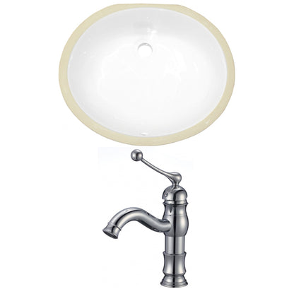 American Imaginations AI-22927 20" White Oval Ceramic Undermount Bathroom Sink Set