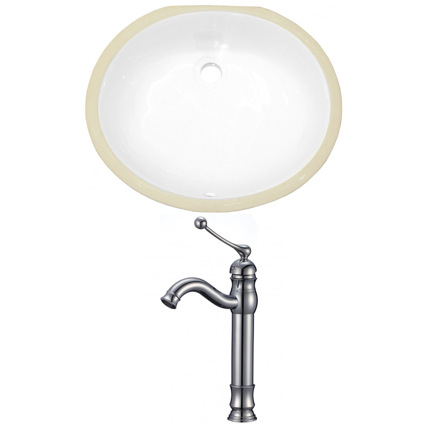 American Imaginations AI-22928 20" White Oval Ceramic Undermount Bathroom Sink Set