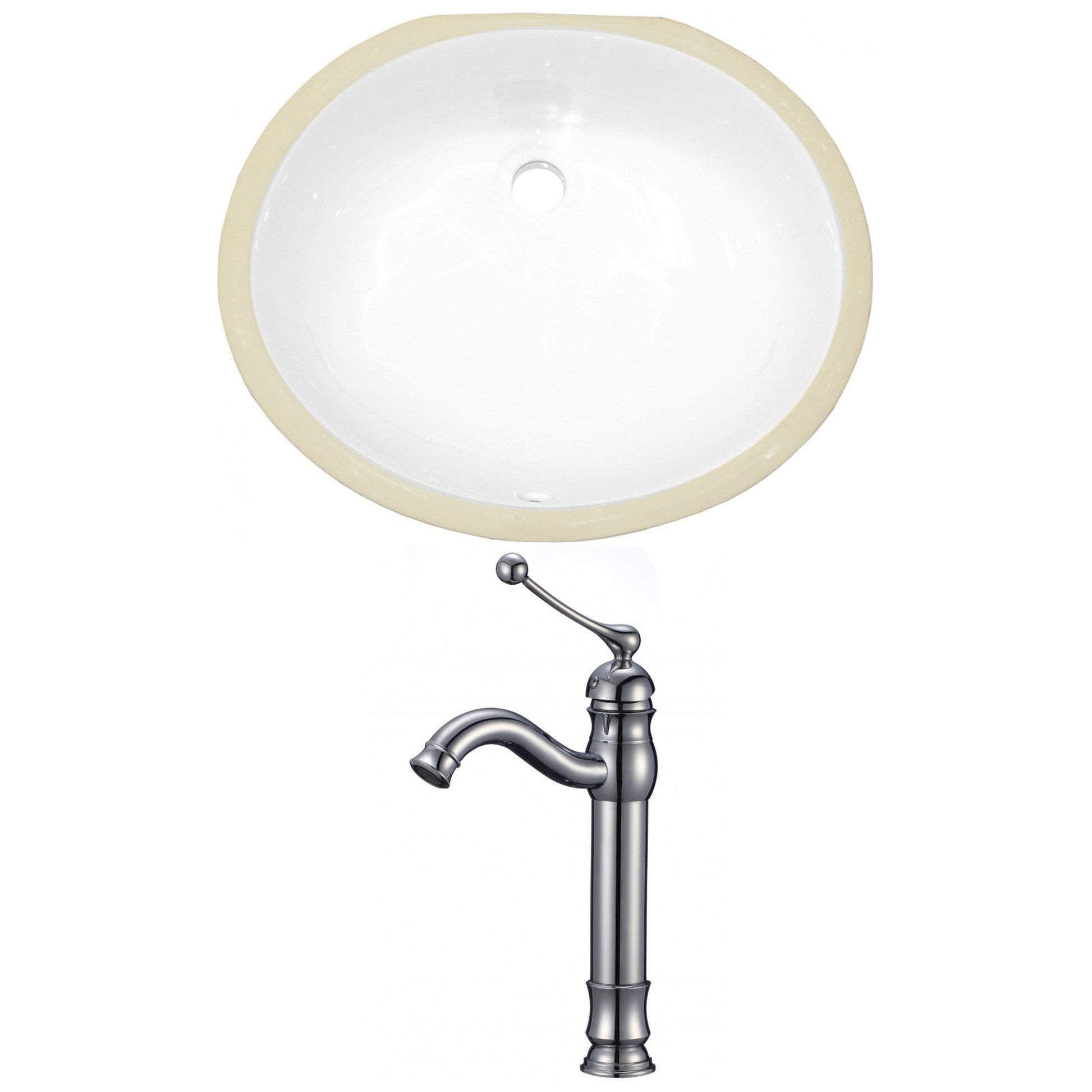 American Imaginations AI-22928 20" White Oval Ceramic Undermount Bathroom Sink Set