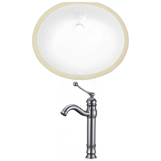 American Imaginations AI-22928 20" White Oval Ceramic Undermount Bathroom Sink Set