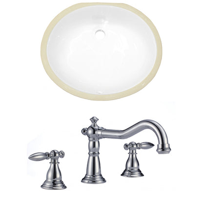 American Imaginations AI-22929 20" White Oval Ceramic Undermount Bathroom Sink Set