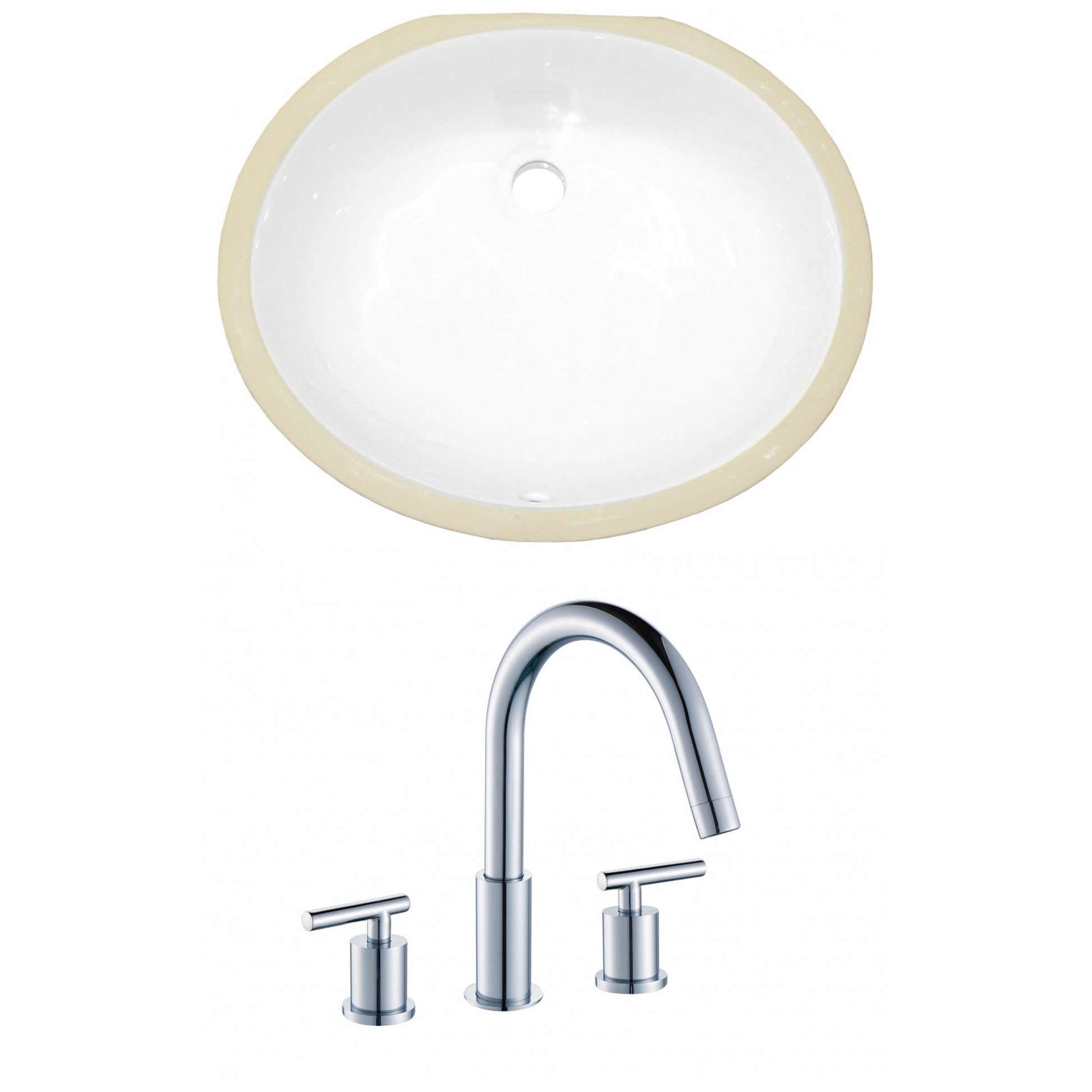 American Imaginations AI-22930 20" White Oval Ceramic Undermount Bathroom Sink Set