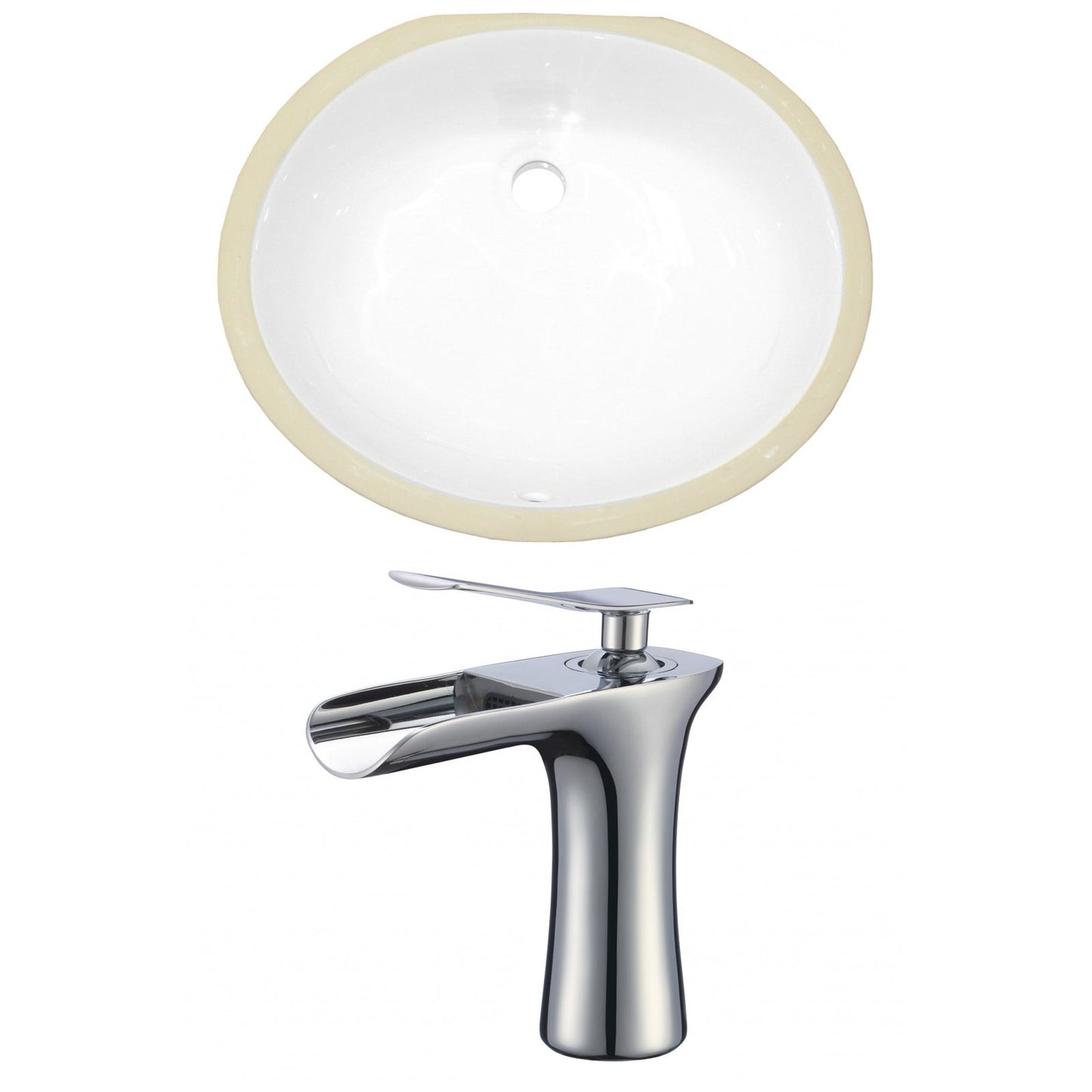 American Imaginations AI-22931 20" White Oval Ceramic Undermount Bathroom Sink Set