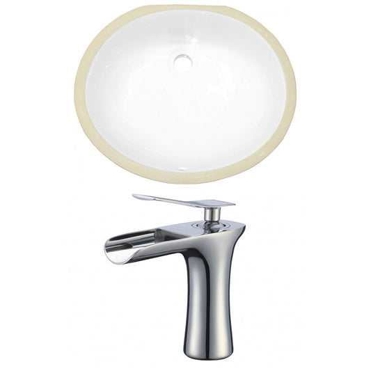 American Imaginations AI-22931 20" White Oval Ceramic Undermount Bathroom Sink Set