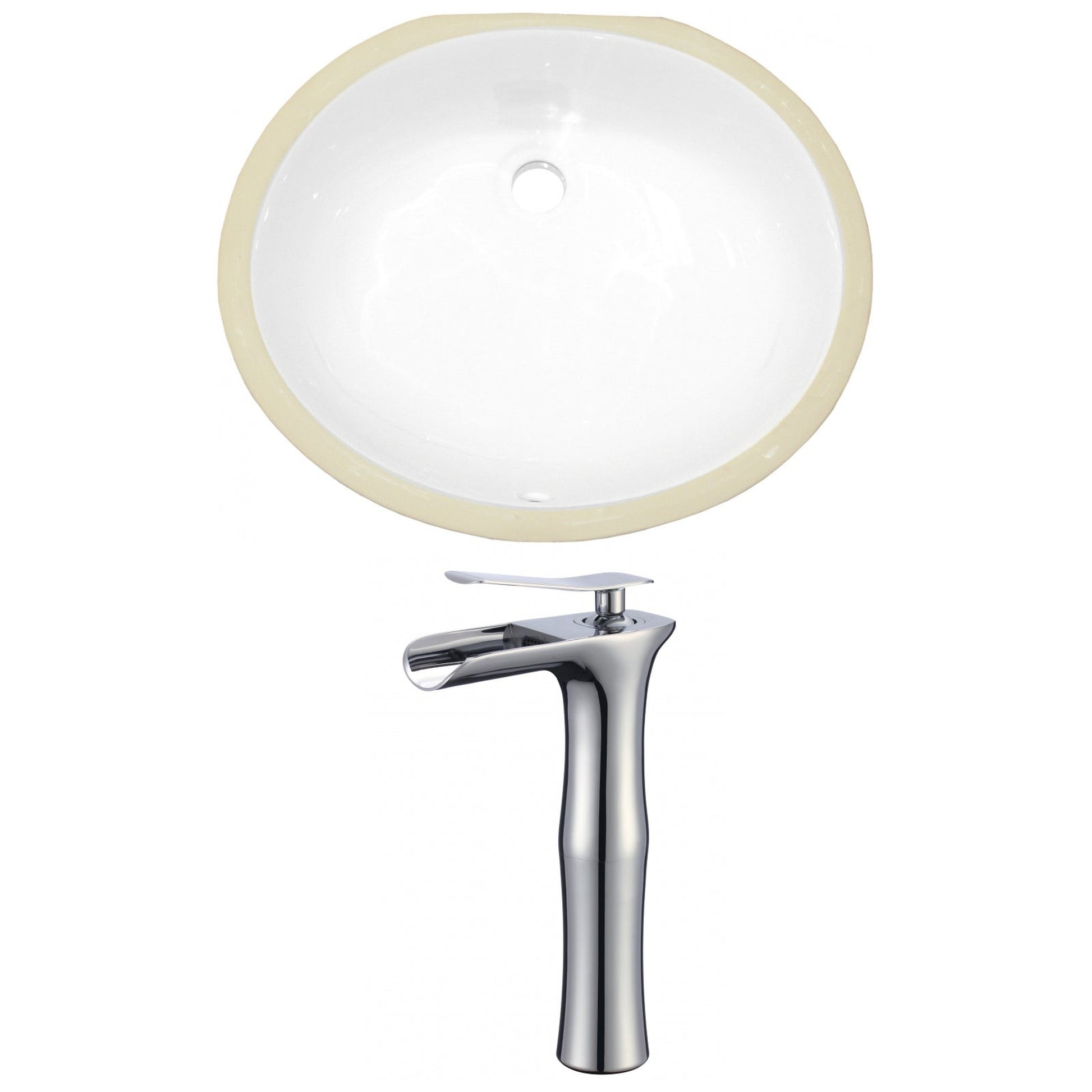 American Imaginations AI-22932 20" White Oval Ceramic Undermount Bathroom Sink Set