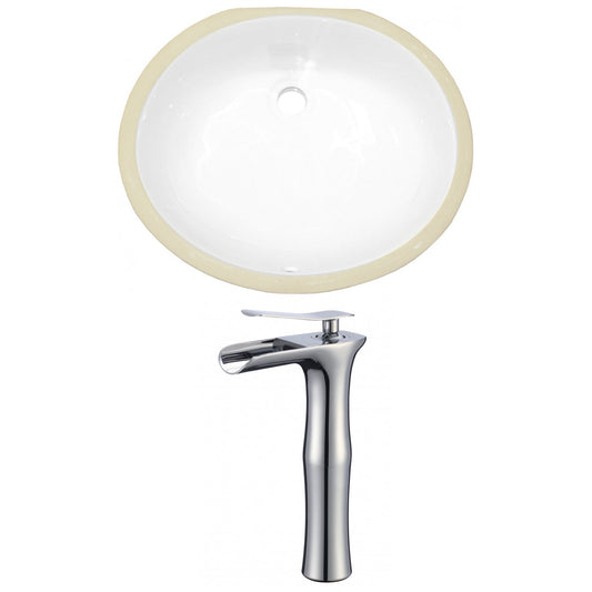 American Imaginations AI-22932 20" White Oval Ceramic Undermount Bathroom Sink Set