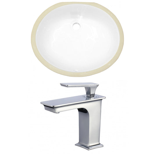 American Imaginations AI-22933 20" White Oval Ceramic Undermount Bathroom Sink Set