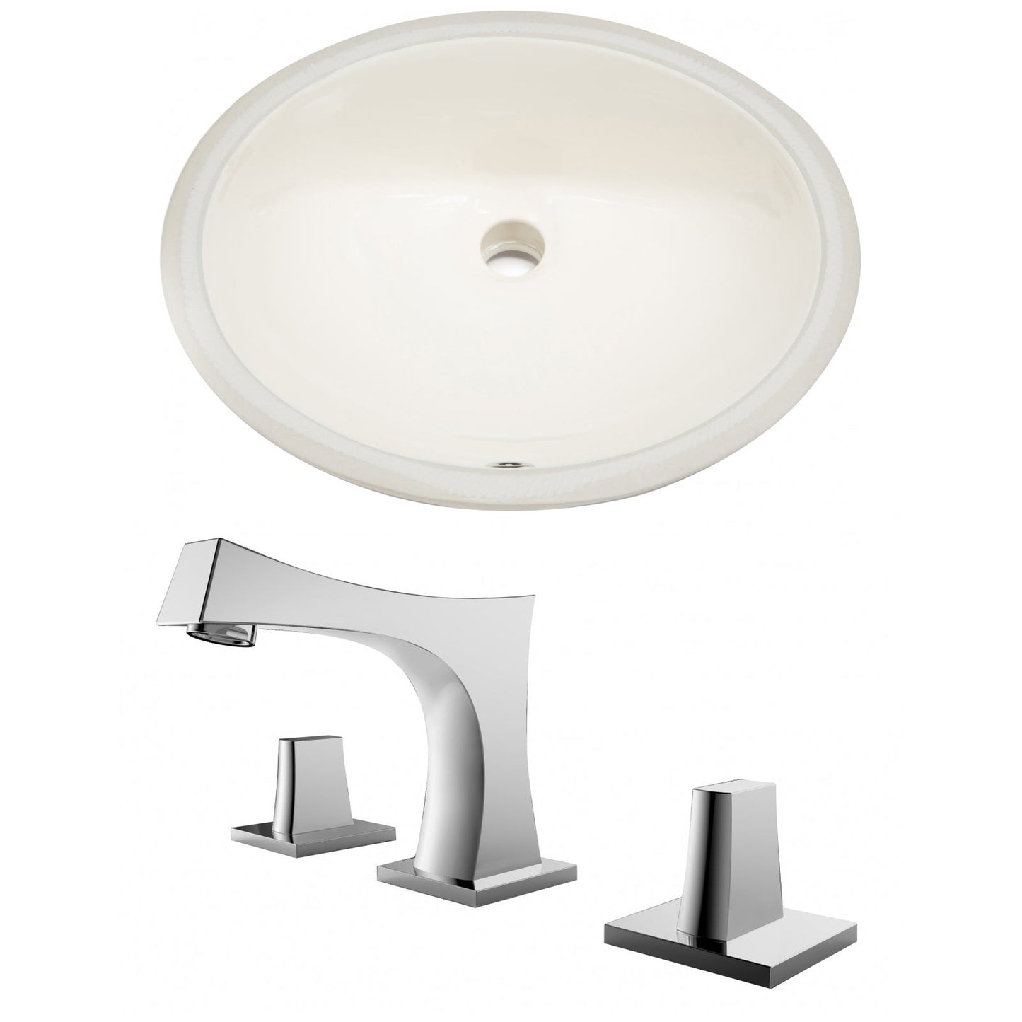 American Imaginations AI-22938 20" Biscuit Oval Ceramic Undermount Bathroom Sink Set