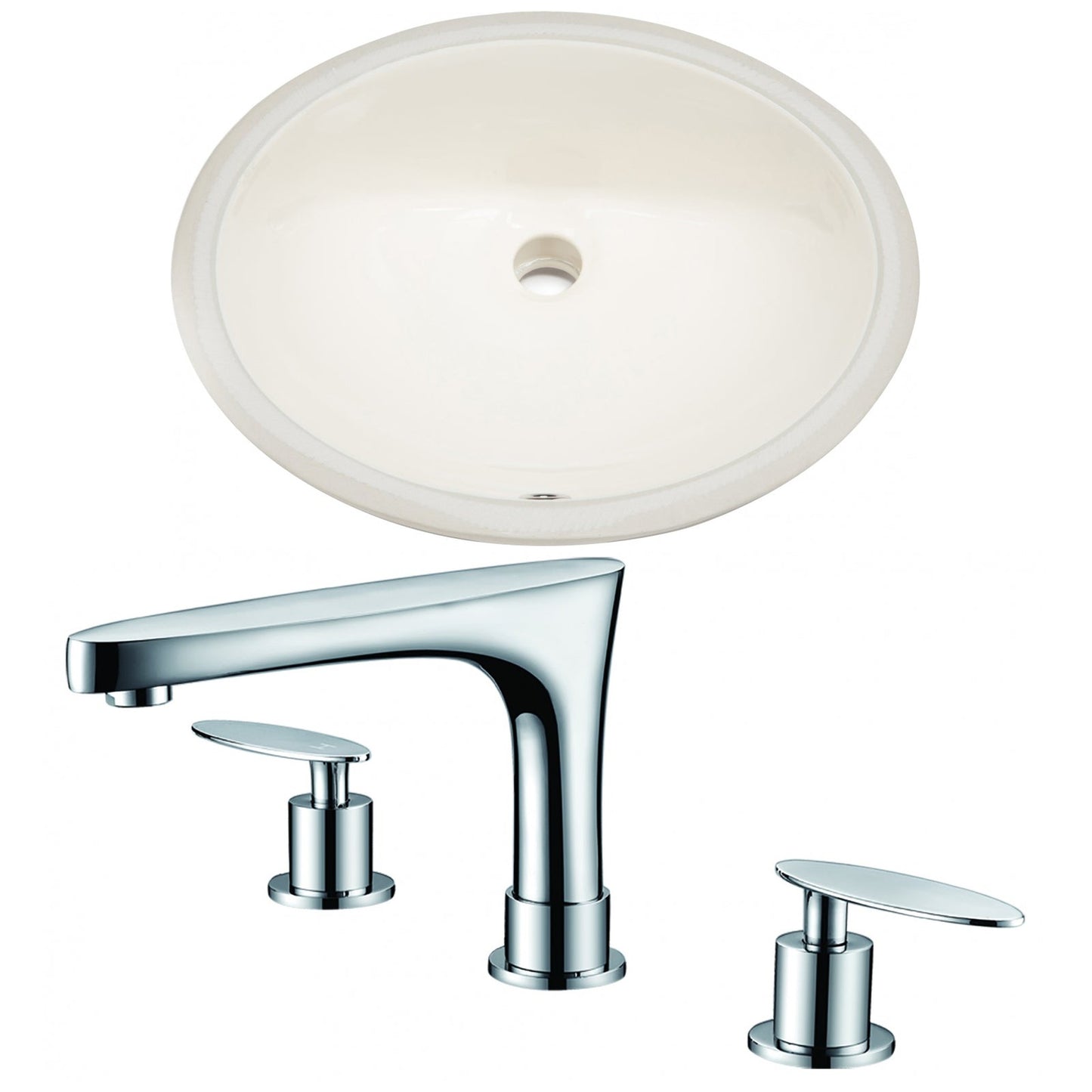 American Imaginations AI-22943 20" Biscuit Oval Ceramic Undermount Bathroom Sink Set