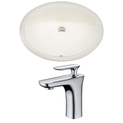 American Imaginations AI-22944 20" Biscuit Oval Ceramic Undermount Bathroom Sink Set