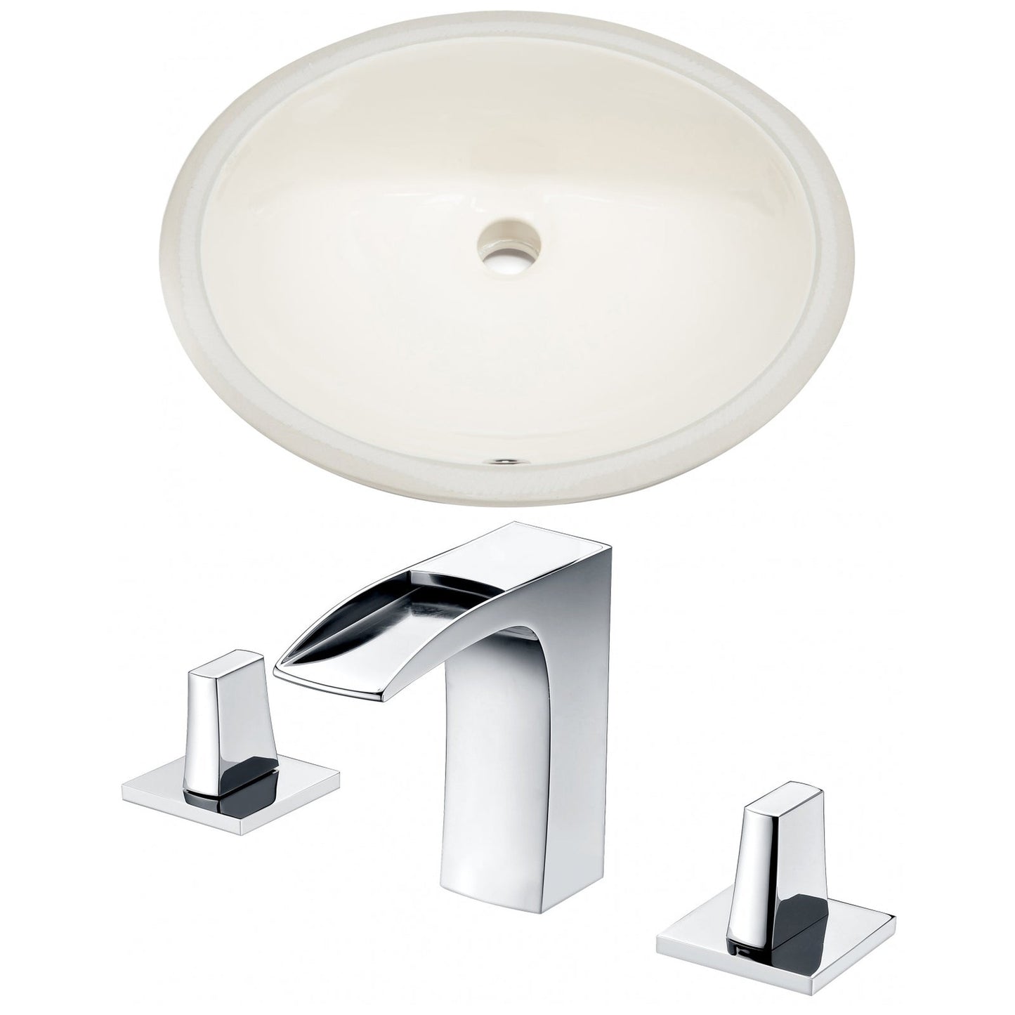 American Imaginations AI-22946 20" Biscuit Oval Ceramic Undermount Bathroom Sink Set