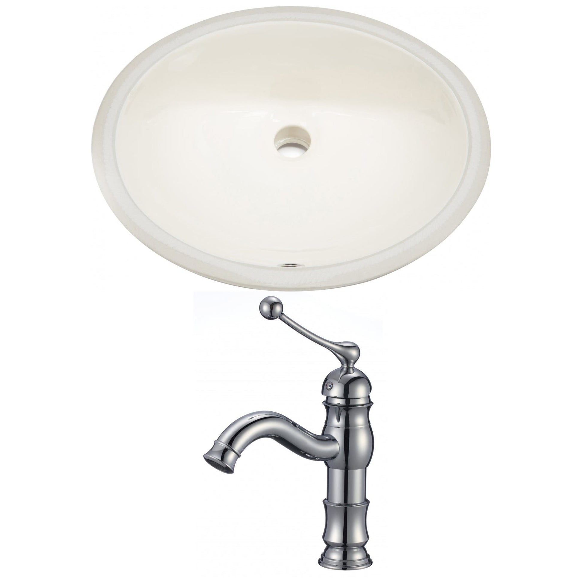 American Imaginations AI-22949 20" Biscuit Oval Ceramic Undermount Bathroom Sink Set