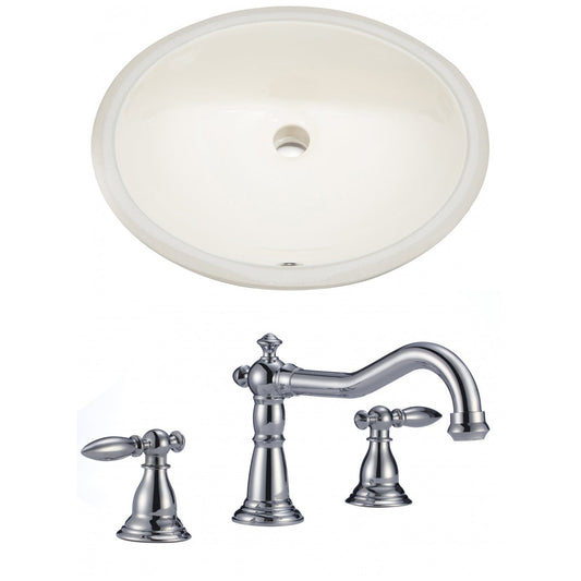 American Imaginations AI-22951 20" Biscuit Oval Ceramic Undermount Bathroom Sink Set