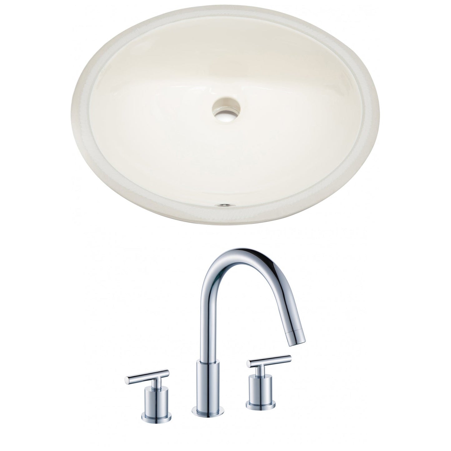 American Imaginations AI-22952 20" Biscuit Oval Ceramic Undermount Bathroom Sink Set