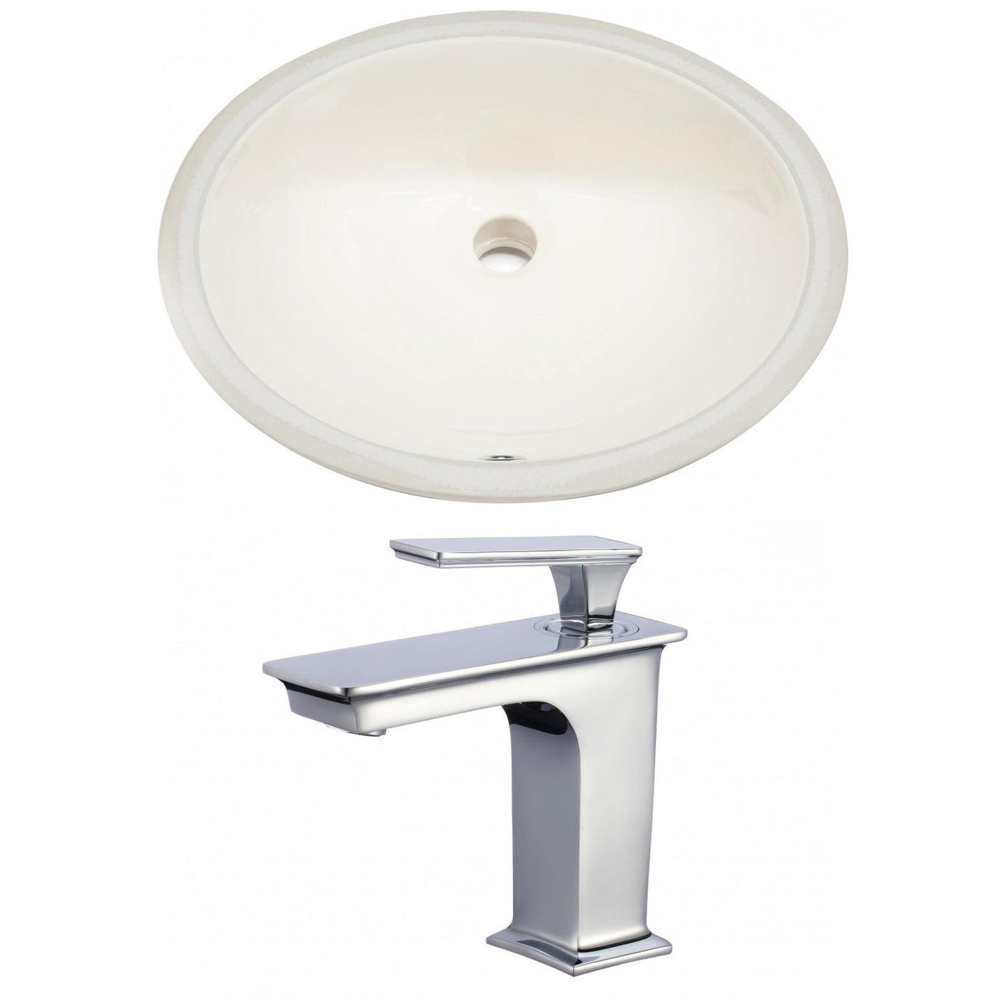 American Imaginations AI-22955 20" Biscuit Oval Ceramic Undermount Bathroom Sink Set