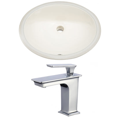 American Imaginations AI-22955 20" Biscuit Oval Ceramic Undermount Bathroom Sink Set