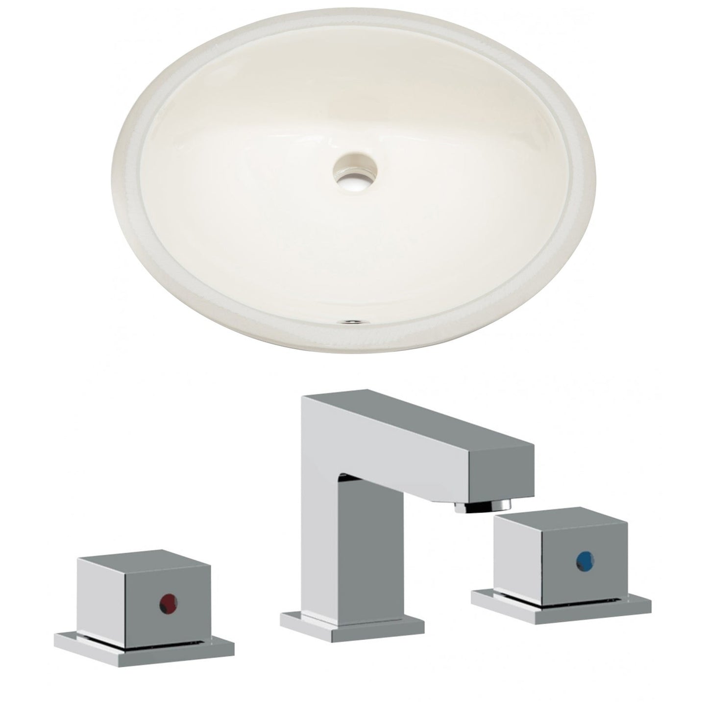 American Imaginations AI-22957 20" Biscuit Oval Ceramic Undermount Bathroom Sink Set