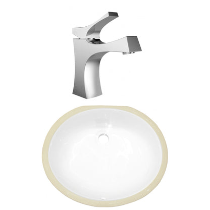 American Imaginations AI-23025 18" White Oval Ceramic Undermount Bathroom Sink Set