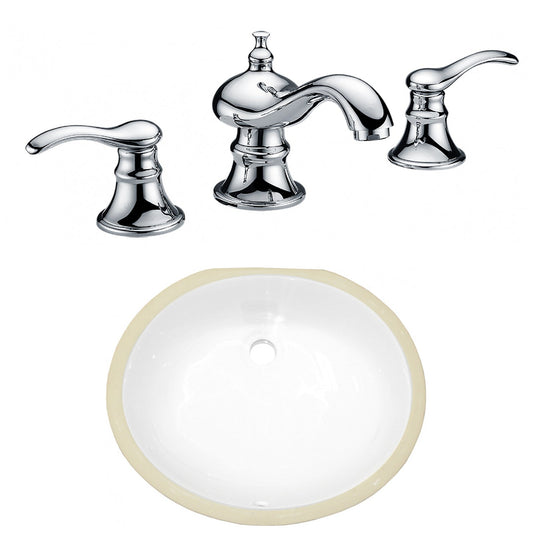 American Imaginations AI-23029 18" White Oval Ceramic Undermount Bathroom Sink Set