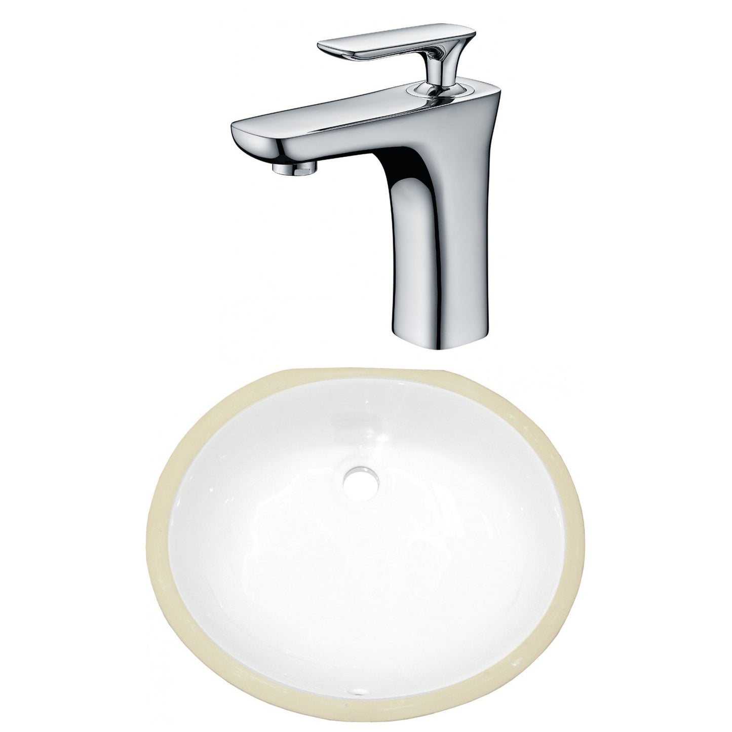 American Imaginations AI-23032 18" White Oval Ceramic Undermount Bathroom Sink Set