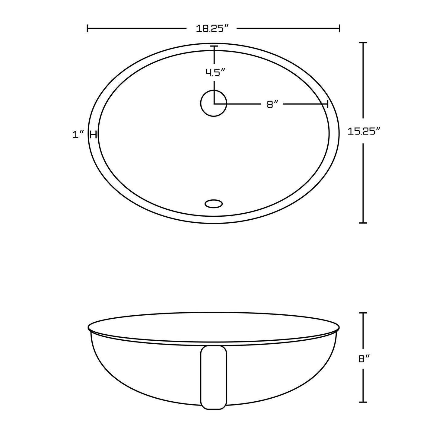 American Imaginations AI-23033 18" White Oval Ceramic Undermount Bathroom Sink Set