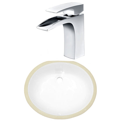 American Imaginations AI-23033 18" White Oval Ceramic Undermount Bathroom Sink Set