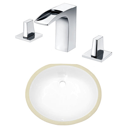 American Imaginations AI-23034 18" White Oval Ceramic Undermount Bathroom Sink Set