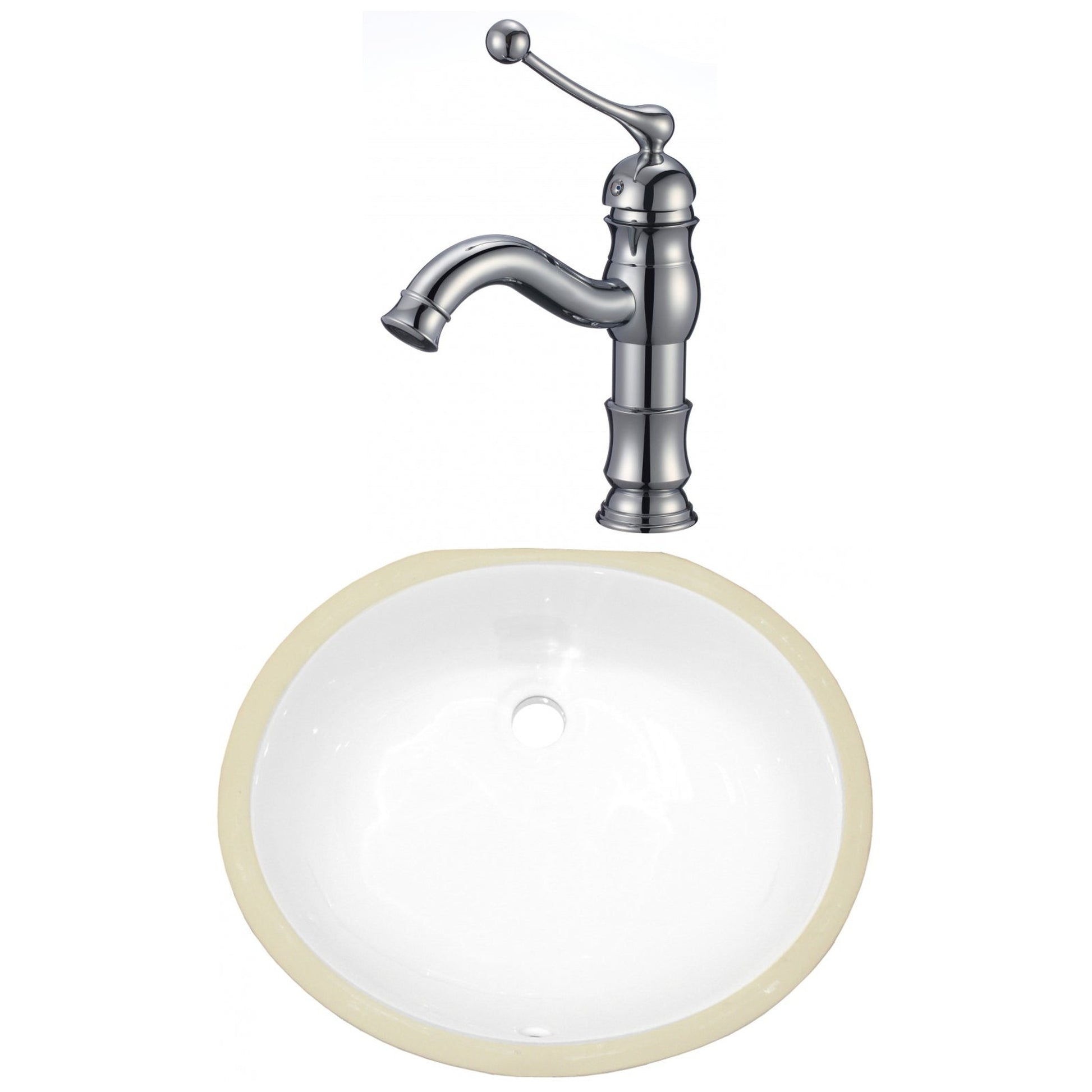 American Imaginations AI-23037 18" White Oval Ceramic Undermount Bathroom Sink Set