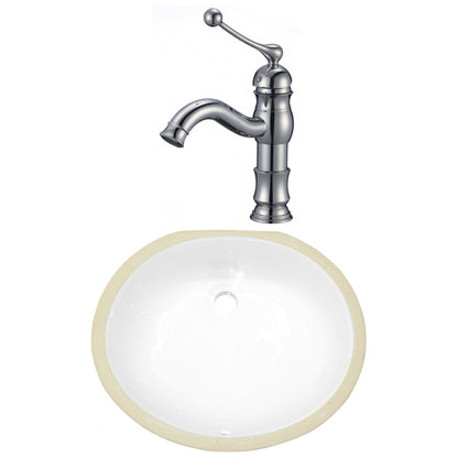 American Imaginations AI-23037 18" White Oval Ceramic Undermount Bathroom Sink Set