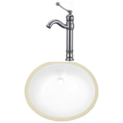 American Imaginations AI-23038 18" White Oval Ceramic Undermount Bathroom Sink Set