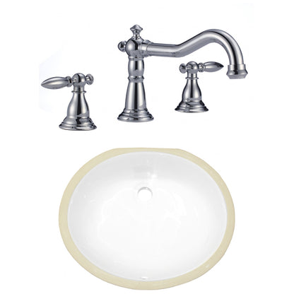 American Imaginations AI-23039 18" White Oval Ceramic Undermount Bathroom Sink Set
