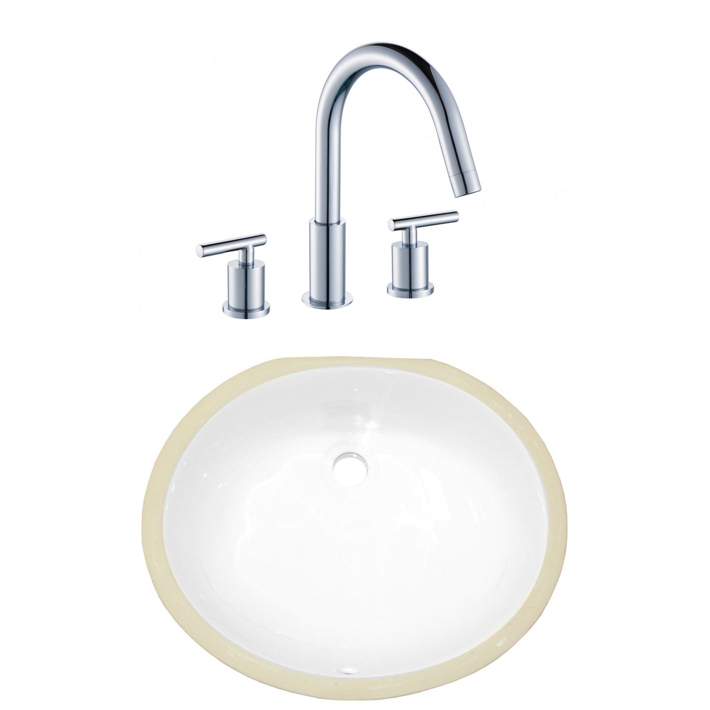 American Imaginations AI-23040 18" White Oval Ceramic Undermount Bathroom Sink Set