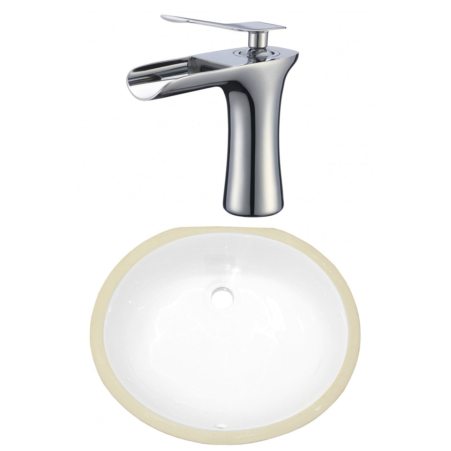 American Imaginations AI-23041 18" White Oval Ceramic Undermount Bathroom Sink Set