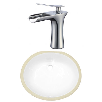 American Imaginations AI-23041 18" White Oval Ceramic Undermount Bathroom Sink Set