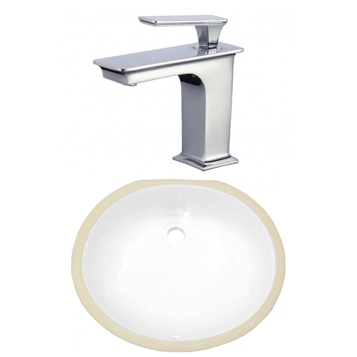 American Imaginations AI-23043 18" White Oval Ceramic Undermount Bathroom Sink Set